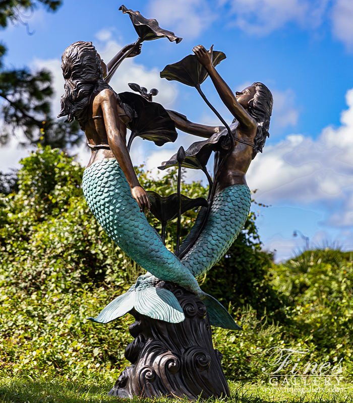 Bronze Fountains  - Two Mermaids And Lily Pads Fountain - BF-914